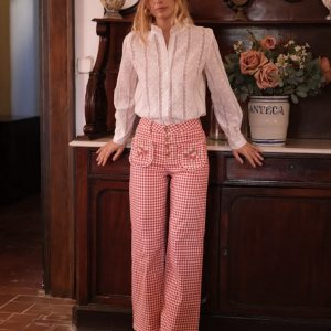 Pantalones Vichy Rojo/Blanco